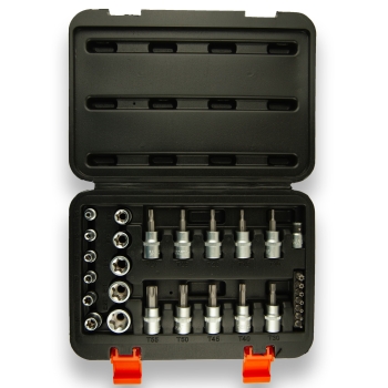 WorkPlus Steckschlüsselsatz 29-teilig – 1/4" & 3/8" – Torx, Vielzahn, E-Profil